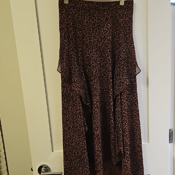 Topshop Brown Wrap Maxi Skirt with Asymmetrical Ruffles Size 6 - Picture 1 of 4